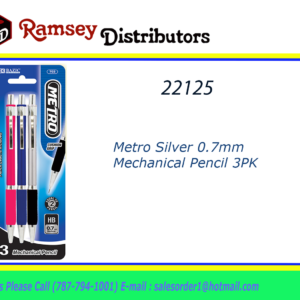 22125 - 703  Metro Silver 0.7mm Mechanical Pencil 3PK
