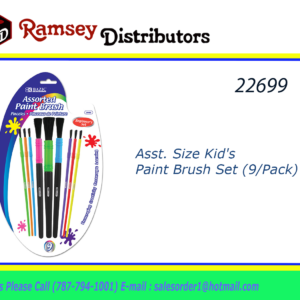22699 - 3986  Ass Size Kid's Paint Brush 9pk