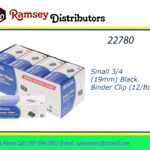 22780 - 265  Small 3/4" (19mm.) Black Binder Clip (12/Box)