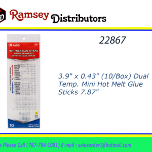 22867 - 2093  3.9" x 0.43" (10/Box) BAZIC Dual Temp. Mini Hot Melt Glue Sticks 7.87"