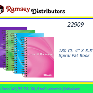 22909 - 518      BAZIC 180 Ct. 4" X 5.5" Spiral Fat Book