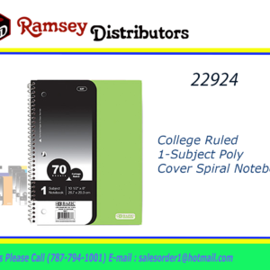 22924 - 537     BAZIC C/R 70 Ct. 1-Subject Poly Cover Spiral Notebook