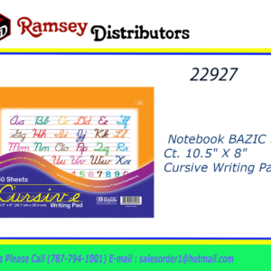 22927 - 542     Notebook BAZIC 50 Ct. 10.5" X 8" Cursive Writing Pad