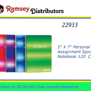 22933 - 546     BAZIC 120 Ct. 5" X 7" Personal / Assignment Spiral Notebook