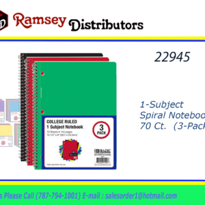 22945 - 5500    BAZIC C/R 70 Ct. 1-Subject Spiral Notebook