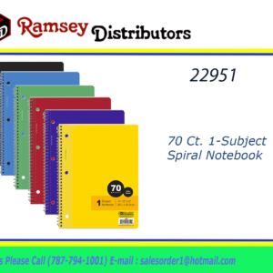 22951 - 559     BAZIC W/R 70 Ct. 1-Subject Spiral Notebook