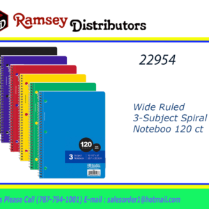 22954 - 562     BAZIC W/R 120 Ct 3-Subject Spiral Notebook