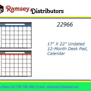 22966 - 588    BAZIC 17" X 22" Undated 12-Month Desk Pad, Calendar