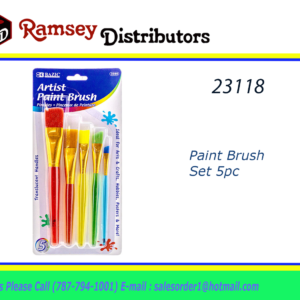 23118 - 3989   BAZIC Asst. Size Kid's Paint Brush Set (5/Pack)