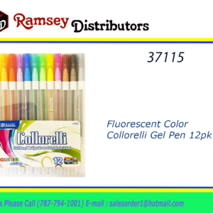 37115 - 17082   BAZIC 12 Glitter Color Collorelli Gel Pen