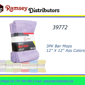 39772 - CH80489  3PK Bar Mops 12" X 12" Ass Colors