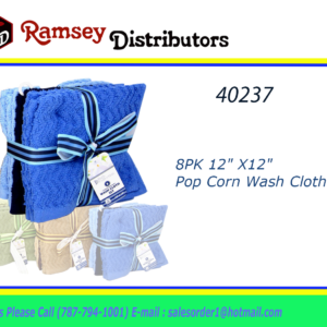 40237 - PA87222  8 PK 12" X12" POP CORN WASH CLOTH