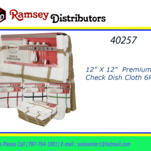 40257 - PA76433  6PC 12" X 12"  Premium Check Dish Cloth
