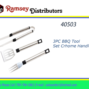 40503 - CH87287  3 PCS BBQ TOOL SET CHROME HANDLE