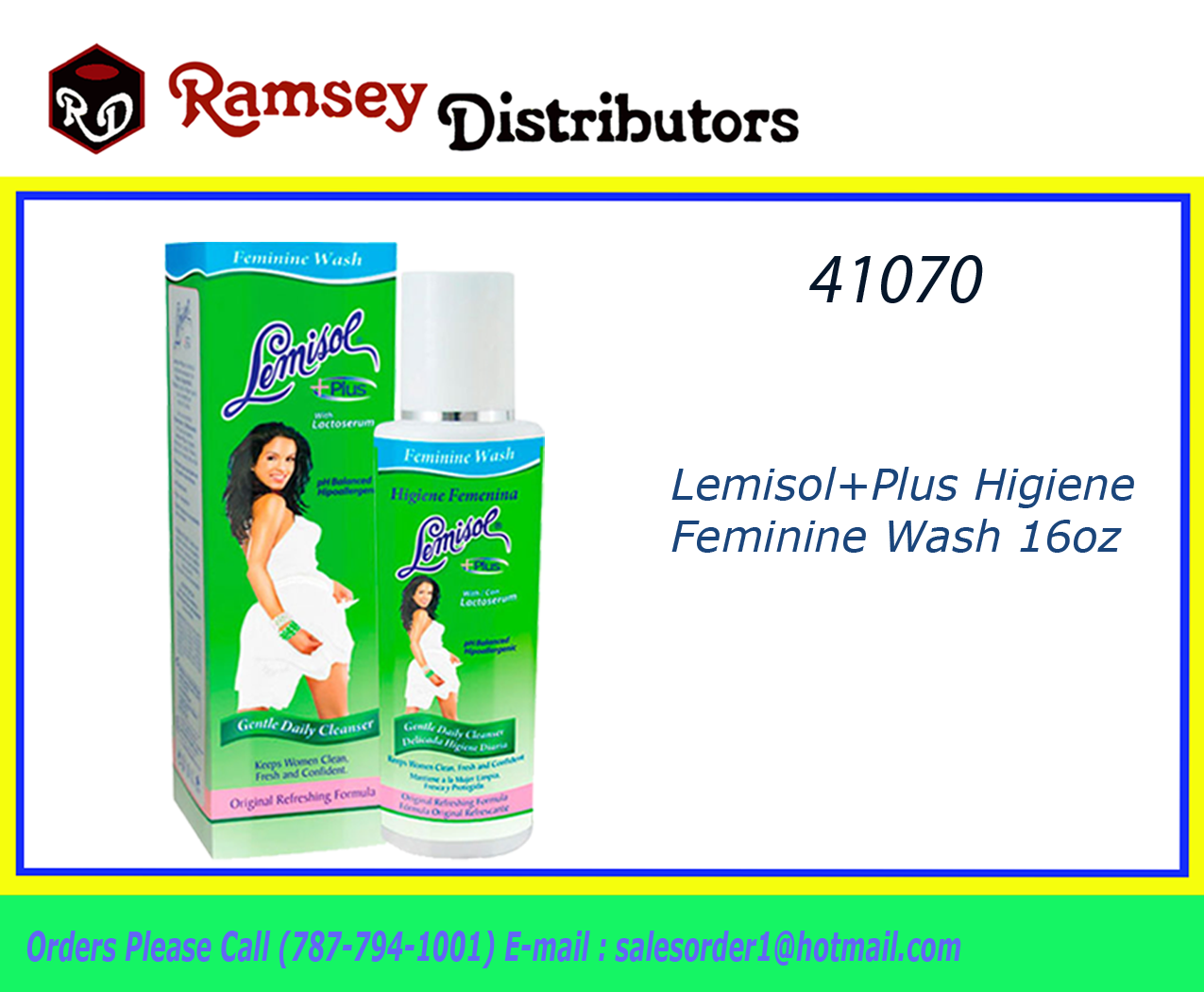 41070 Lemisol+Plus 16fl. Higiene Feminine Wash Ramsey Distributors