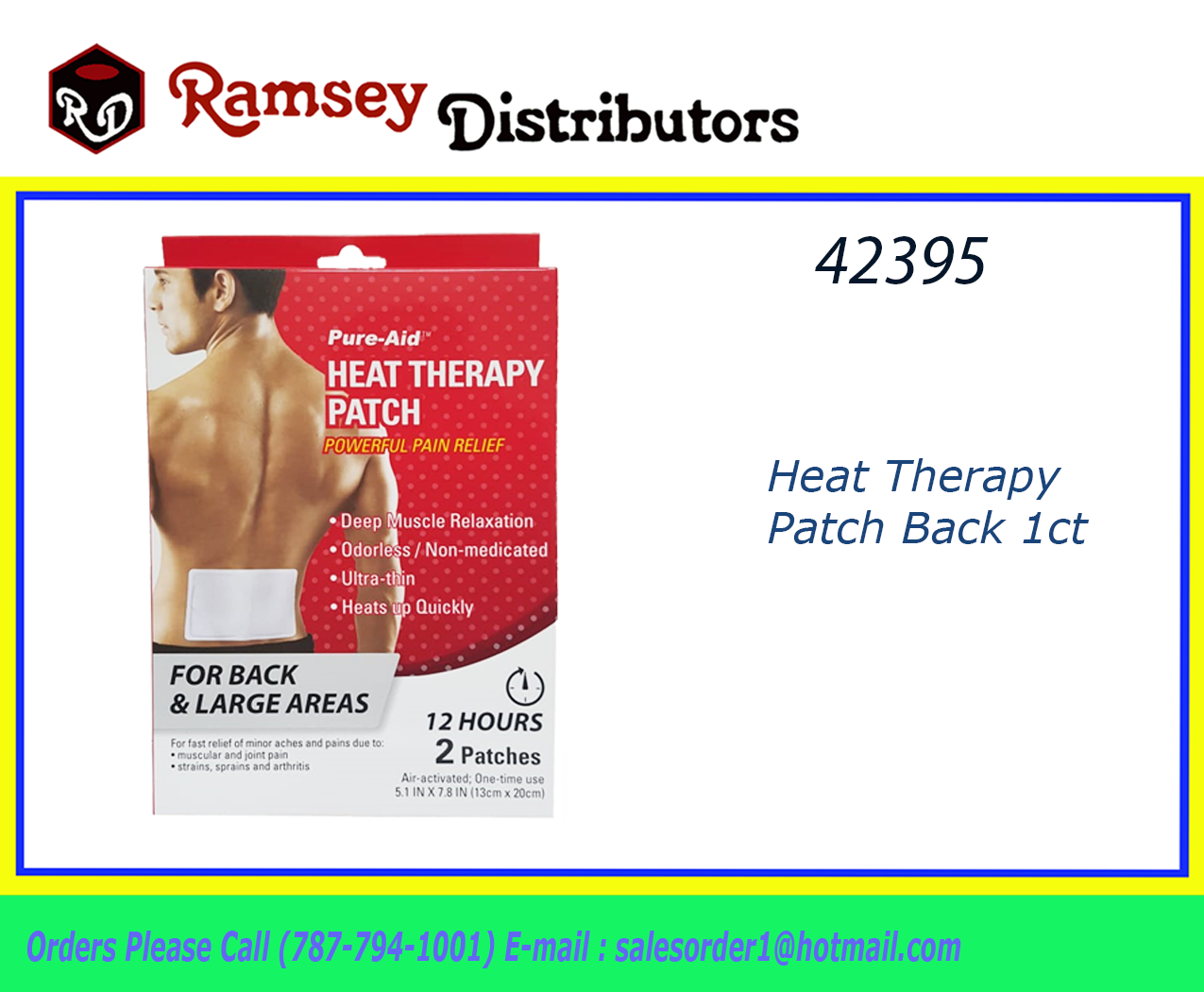 42395 0276 Heat Therapy Patch Back 2ct Ramsey Distributors
