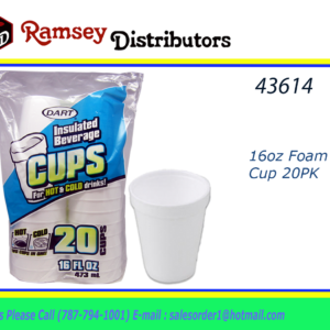 43614 - 161220   16OZ Foam Cup 20 CT