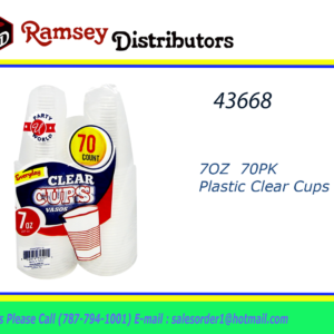 43668 - 74501-70CT    7OZ   Plastic Clear Cups