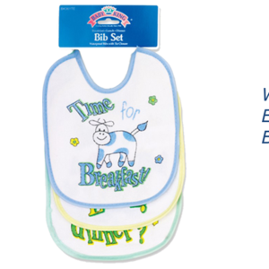 44351 - BK36100  Waterproof Embroidered Bib Set 3pc