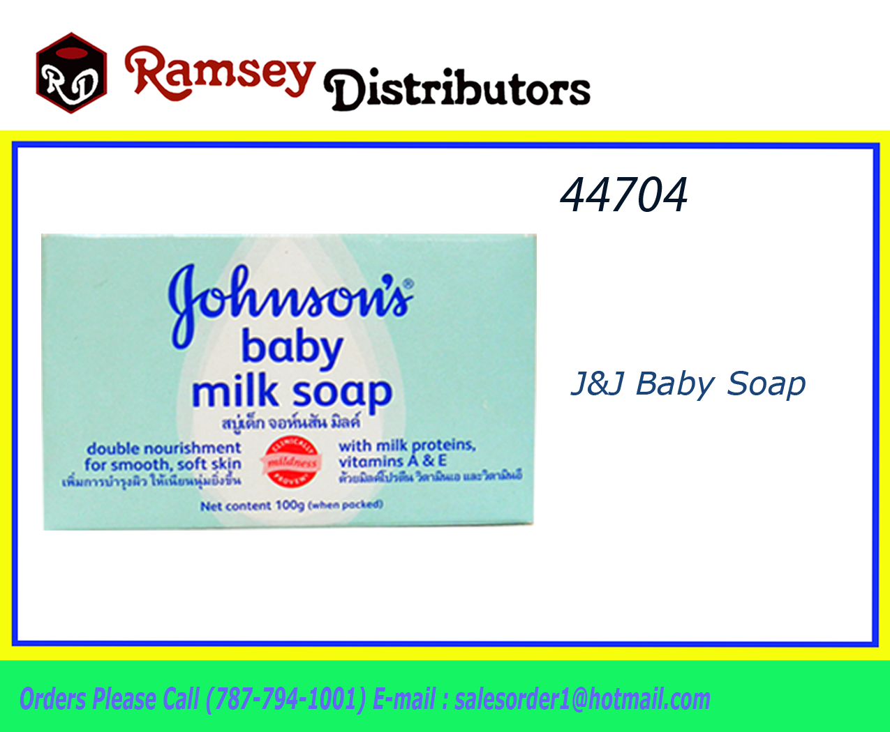 44704 HB24382 Johnson Johnson Baby Soap 100g Milk Ramsey Distributors 44704 hb24382 johnson johnson baby soap 100g milk ramsey distributors