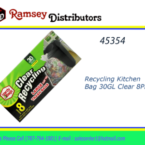 45354 - IN86701   Recycling Kitchen Bag 30gls Clear  8CT