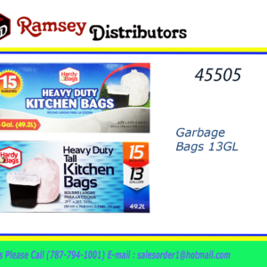 45505 - IN00385   Kitchen Bag Drawstring  13 gl 15 bags Heavy Duty