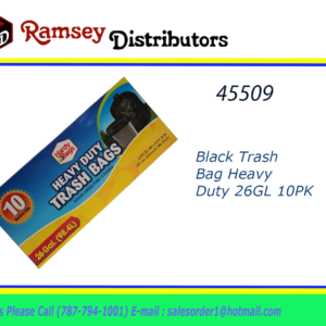 45509 - IN00386   Black Trash Bag  26 gl 10 bags Heavy Duty