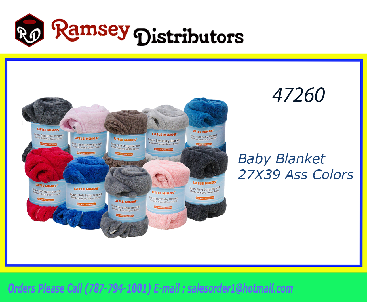 47260 44263 Baby Blanket 27X39 Ass Colors Ramsey Distributors