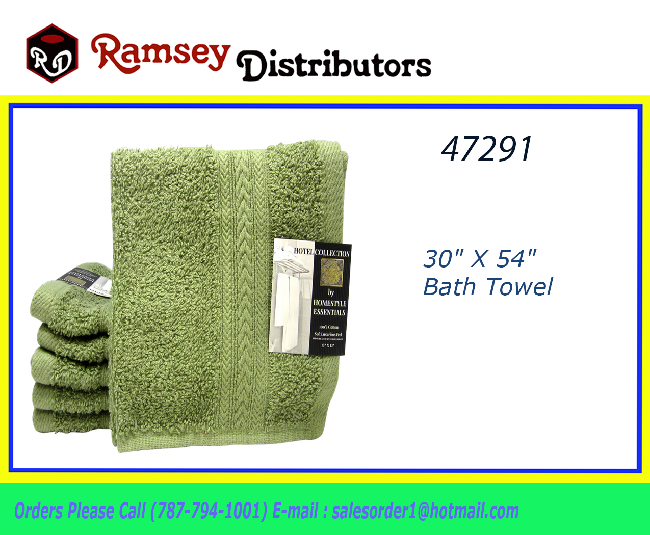 47291 A76304GREEN 30″ X 54″ Bath Towel Ramsey Distributors