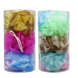 48045 - CH81813     Multi- Color Body Wash Sponge In PVC Drum 3pc