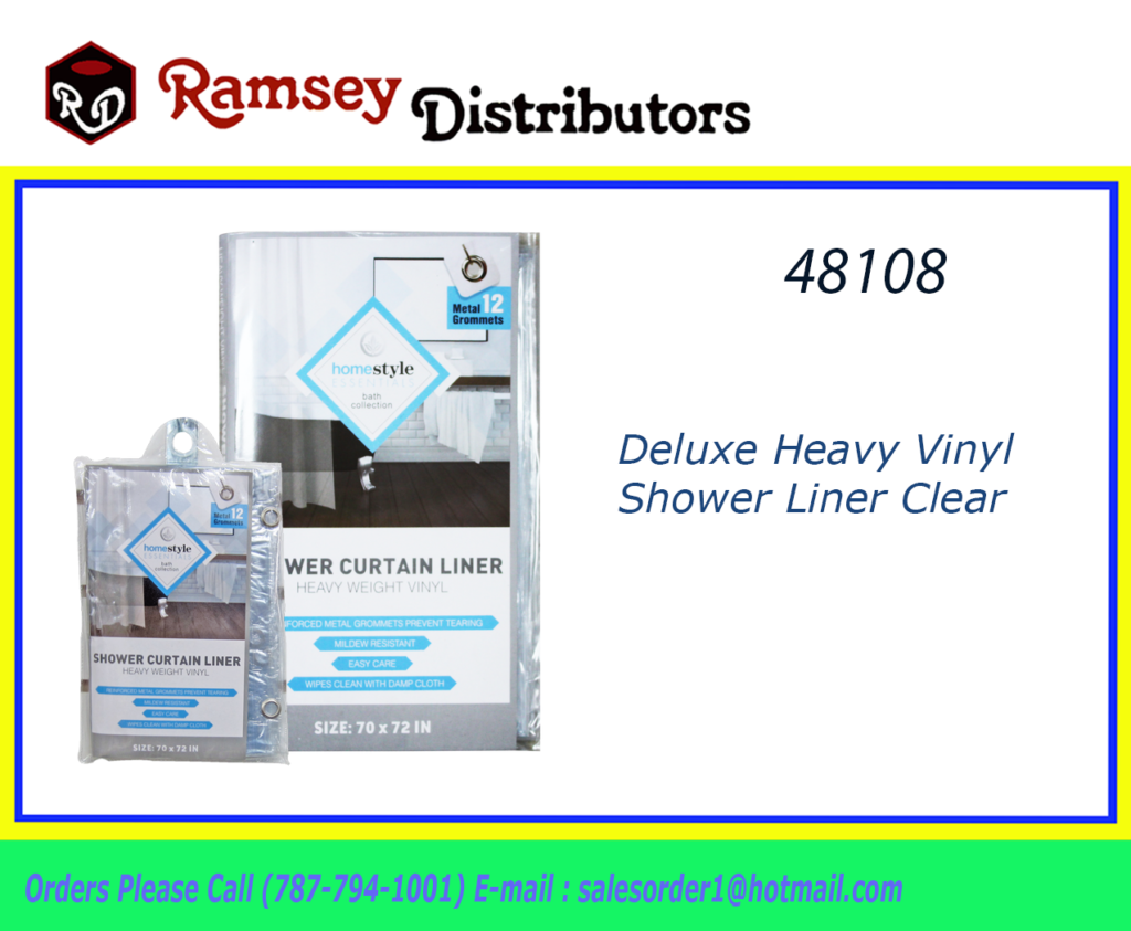 48108 CV87759 Deluxe Heavy Vinyl Shower Liner Clear Ramsey Distributors