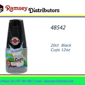 48542 - CN90371   20ct  Black  Cups 12oz