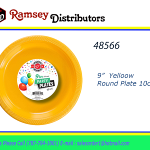48566 - CN90322      9" Round Yellow Plate 10CT