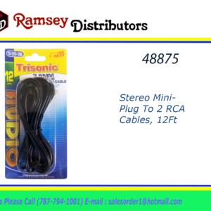 48875 - TS-1215-12GA      Stereo Mini-Plug to 2 RCA Cables, 12Ft