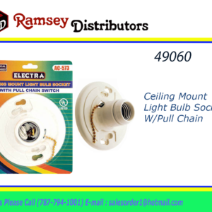 49060 - AC-573  Ceiling Mount Light Bulb Socket W/Pull Chain