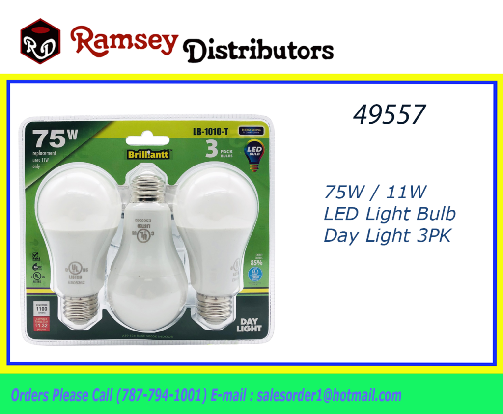 49557 LB1010T 16W LED Light Bulb Day Light 3pack Ramsey
