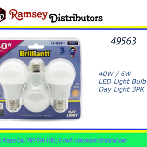 49563 - LB-1008-T       6W LED Light Bulb Day Light - 3pack