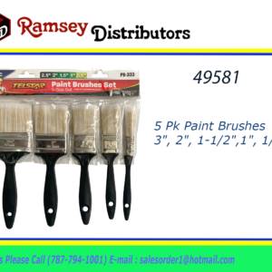 49581 - PB-333        5 Pk Paint Brushes 3", 2", 1-1/2",1", 1/2"