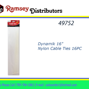 49752 - D-10847       Dynamik 16" Nylon Cable Ties 16PC