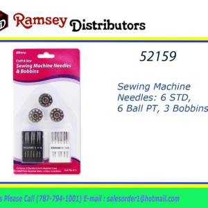 52159 - 813      Sewing Machine Needles: 6 STD,6 Ball PT, 3 Bobbins