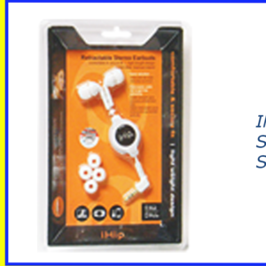 57669 - 65              Ihip Retractable Stereo Earbuds SIP-REP 65  White