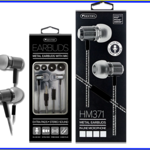 57759 - HPS-HM371    Metal Stereo Earbuds with Mic Black