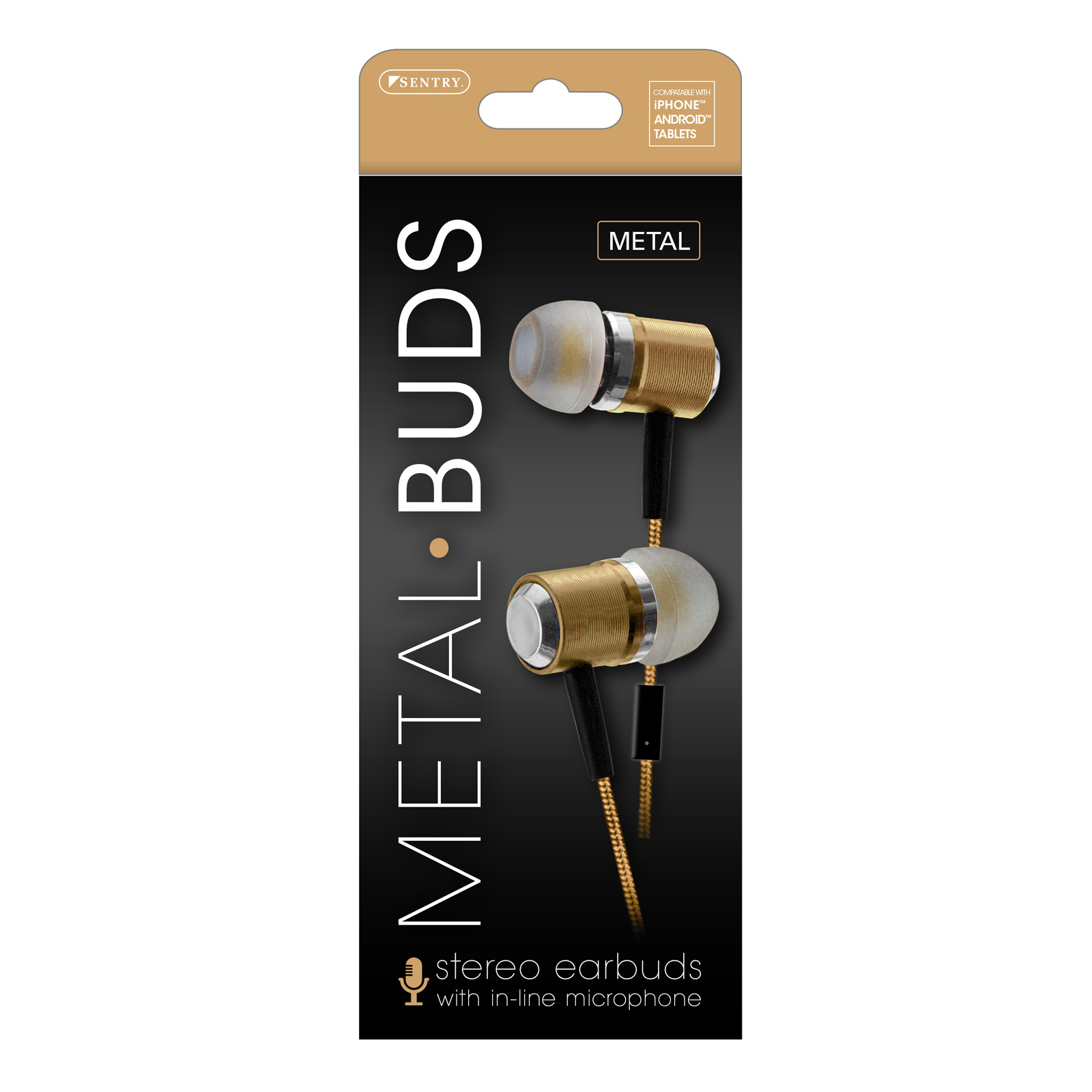 57744 - HPS-HM374  Gold   Metal Stereo Earbuds with Mic