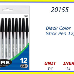 20155 - COLOR STICK PEN NEGRO (12)