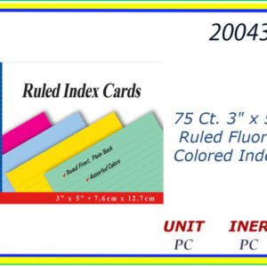 20043 - RULED INDEX CARDS COLORS (75) 3"X 5"