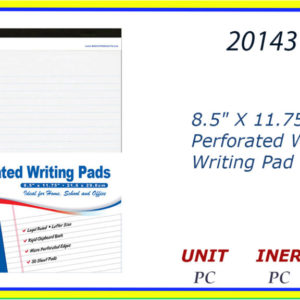 20143 - 598  50 Ct. 8.5" X 11.75" Perforated White Writing Pad