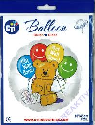 50015 - 114455  Ballons Get Well Bear With Balloon18"