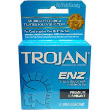 56081 - 2821  Trojan Condom Lubricated Azul Claro 3pk