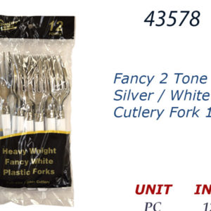 43578 - 16204  Fancy 2 Tone Silver/White 12CT Cutlery Fork