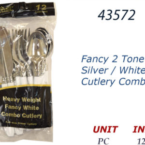 43572 - 16206  Fancy 2 Tone Silver/White 12CT Cutlery Combo